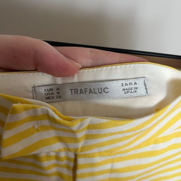 Zara Striped Yellow Shorts Linen Blend - Picture 6 of 7